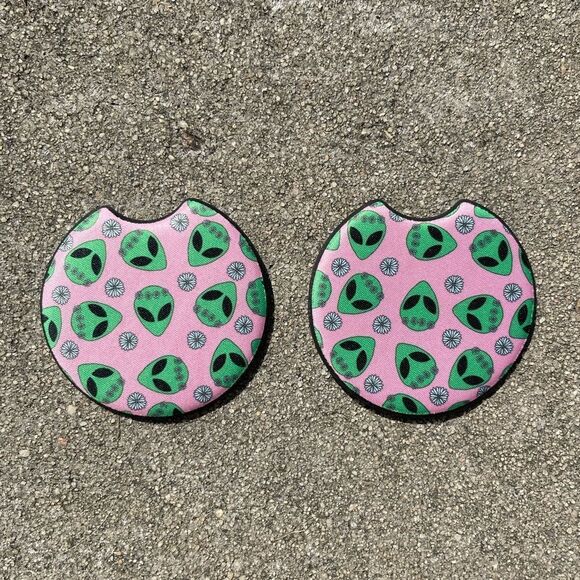 Pink Alien Car Coasters | Car Accessories | Car Coaster Set - Picture 4 of 7